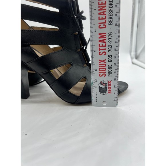 9 BCBGeneration PL-Giles Caged Lace Black Ankle Boot Sandal 4” Heel Open Toe - Picture 10 of 10